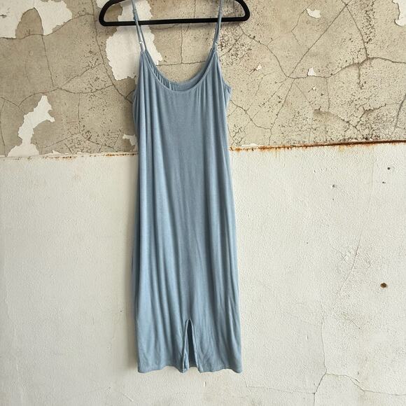 Superdown Dress Ribbed Bodycon Midi Slip Light Blue Adjustable Straps Size L - Picture 3 of 7